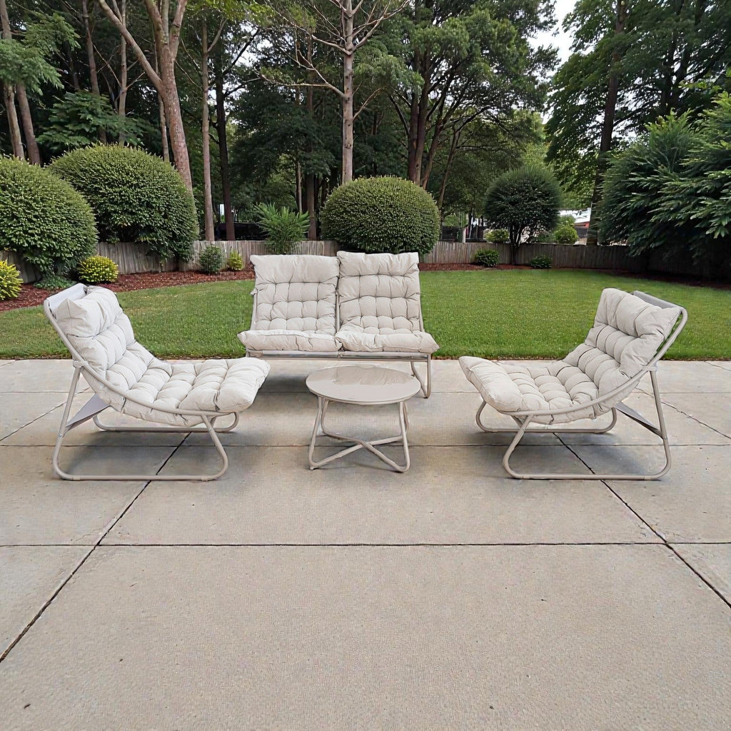 Dryveta Auren 4-Piece Outdoor Sofa Set White Steel Frame