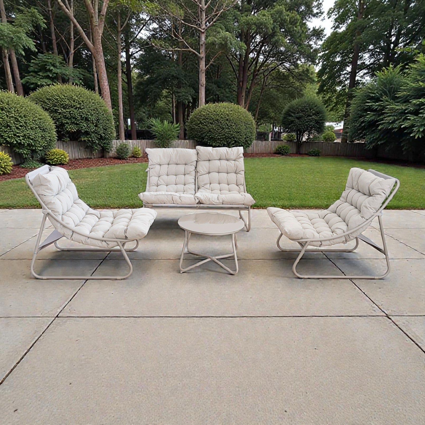 Dryveta Auren 4-Piece Outdoor Sofa Set White Steel Frame