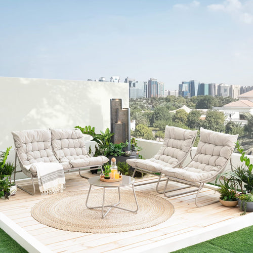 Dryveta Auren 4-Piece Outdoor Sofa Set White Steel Frame