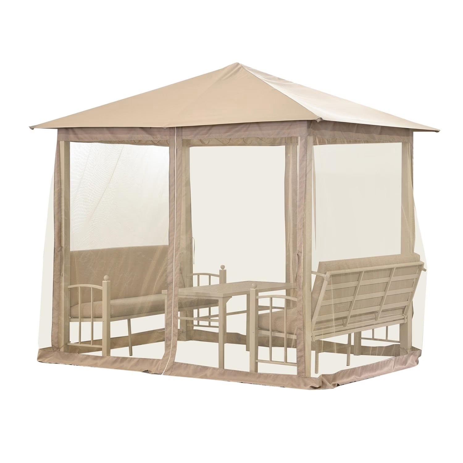 Dryveta Seren Beige Gazebo Lounge Set with Sofas and Table