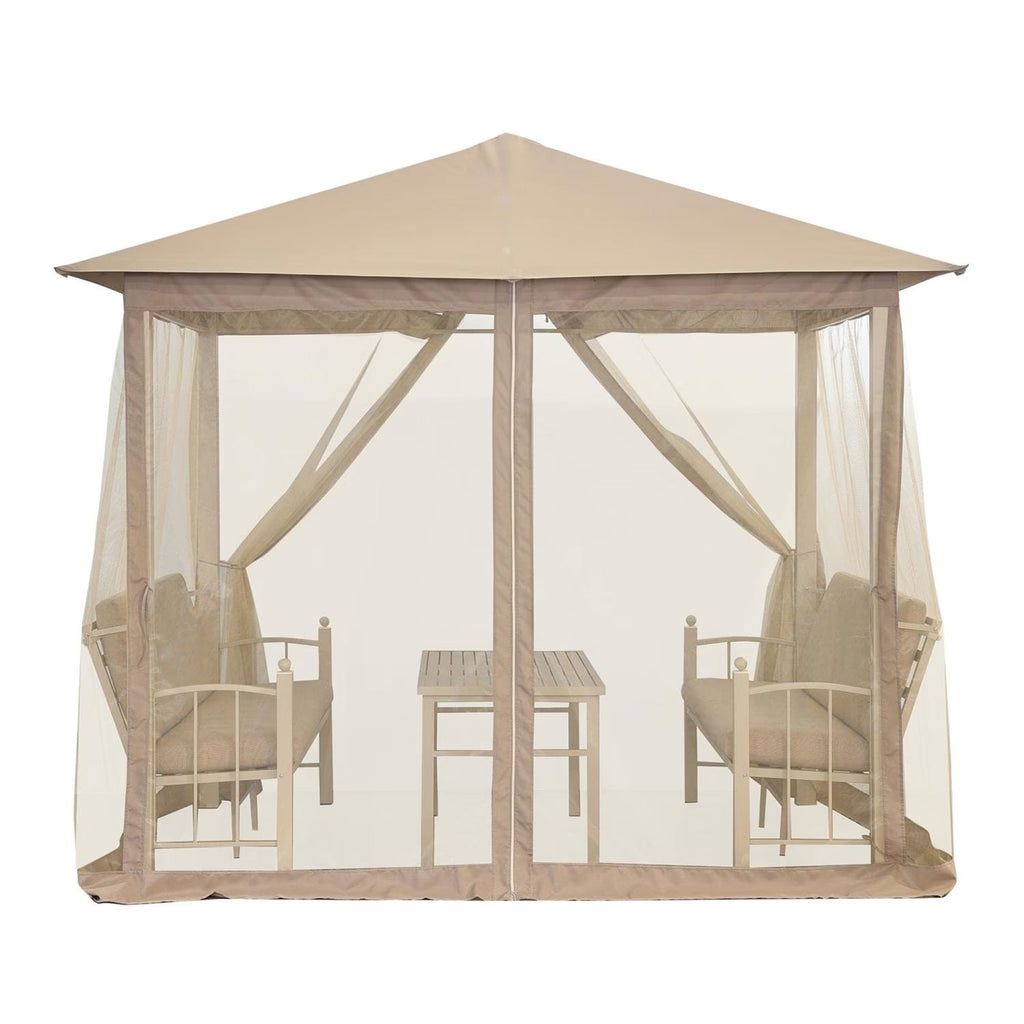 Dryveta Seren Beige Gazebo Lounge Set with Sofas and Table