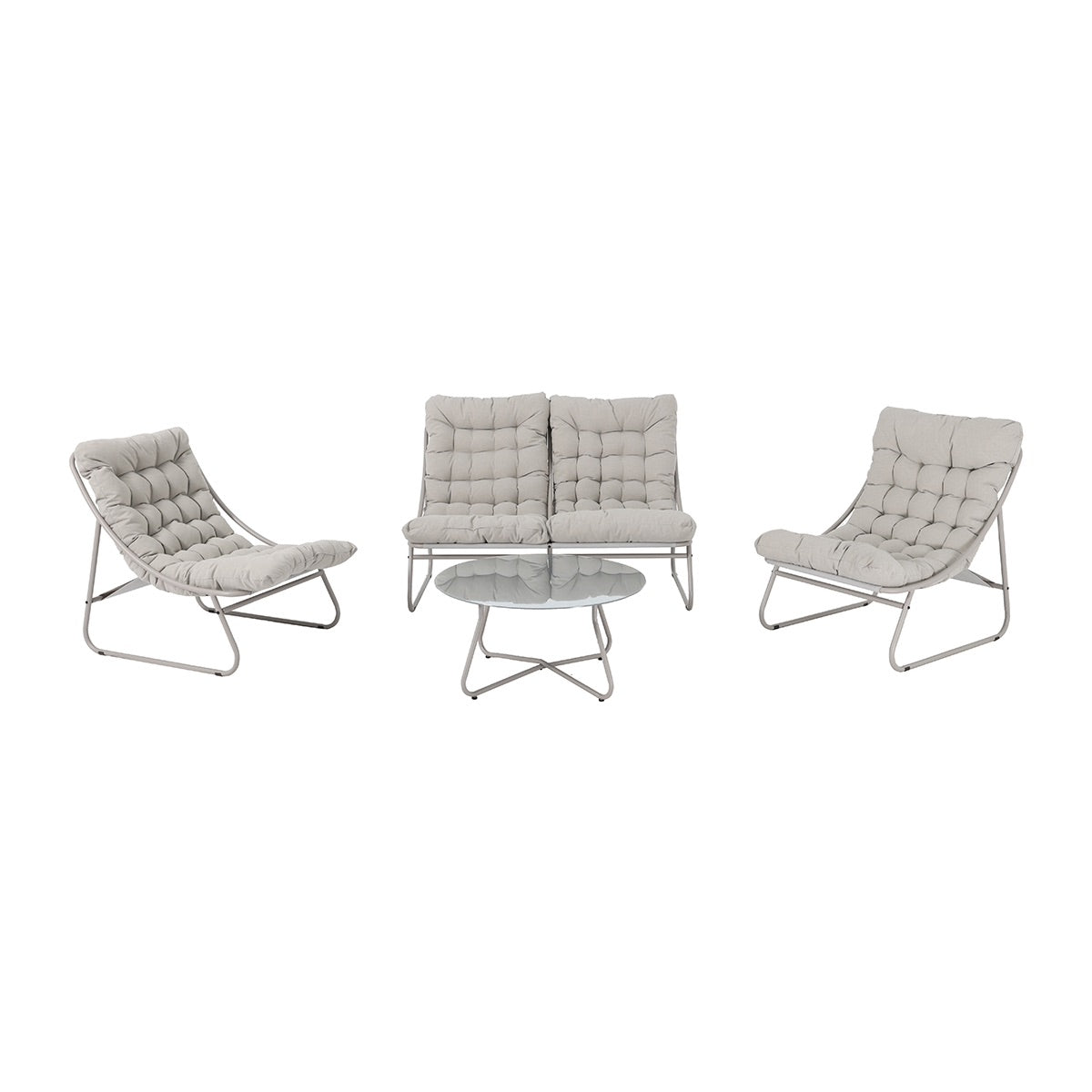 Dryveta Auren 4-Piece Outdoor Sofa Set White Steel Frame