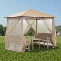 Dryveta Seren Beige Gazebo Lounge Set with Sofas and Table