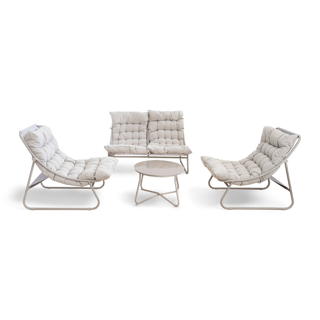 Dryveta Auren 4-Piece Outdoor Sofa Set White Steel Frame