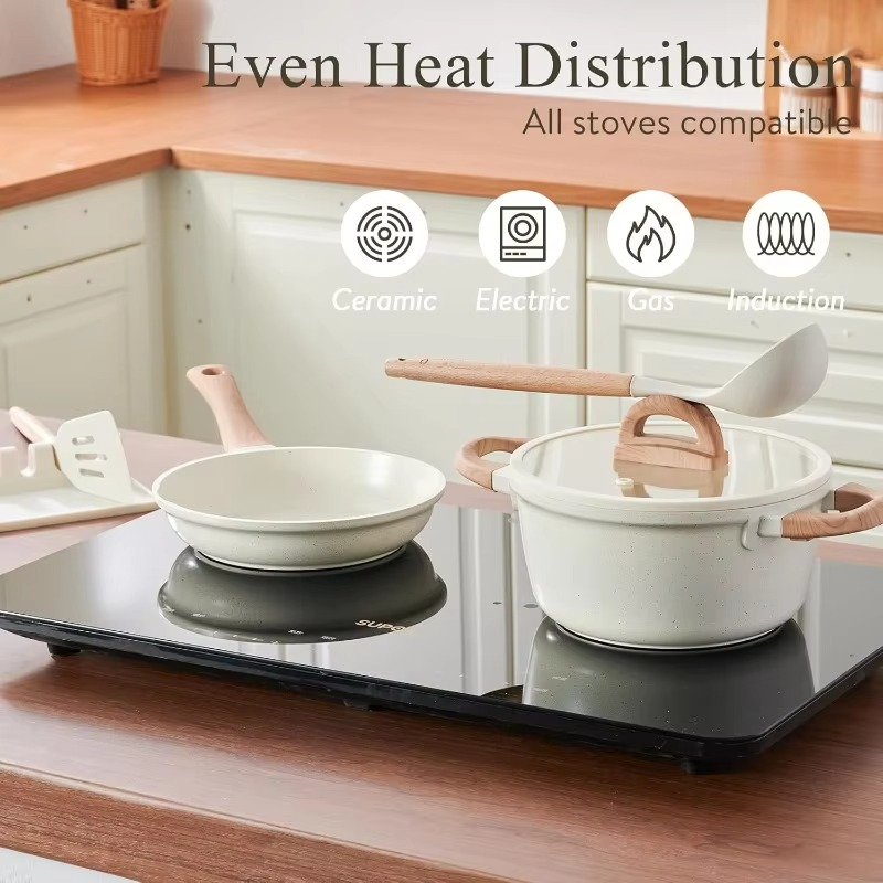 Dryveta Ceramic Nonstick Cookware Set 22-Piece Tempered Glass Lids