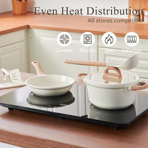 Dryveta Ceramic Nonstick Cookware Set 22-Piece Tempered Glass Lids