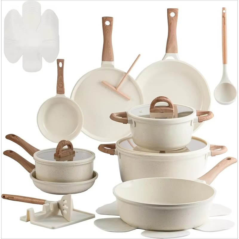 Dryveta Ceramic Nonstick Cookware Set 22-Piece Tempered Glass Lids