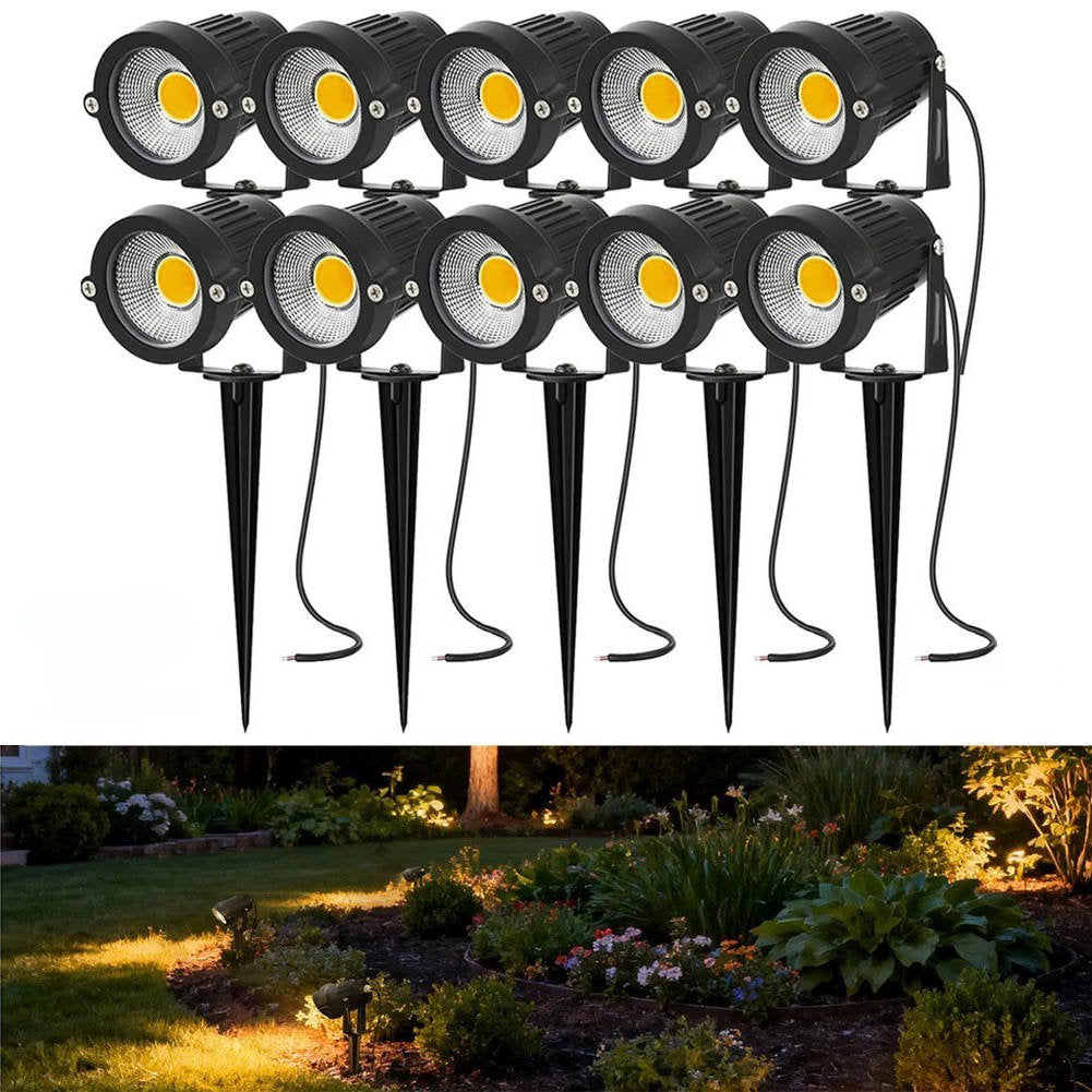 Dryveta 10-Pack LED Landscape Lights 12V 5W 3000K Outdoor Garden Spotlights IP65 Black