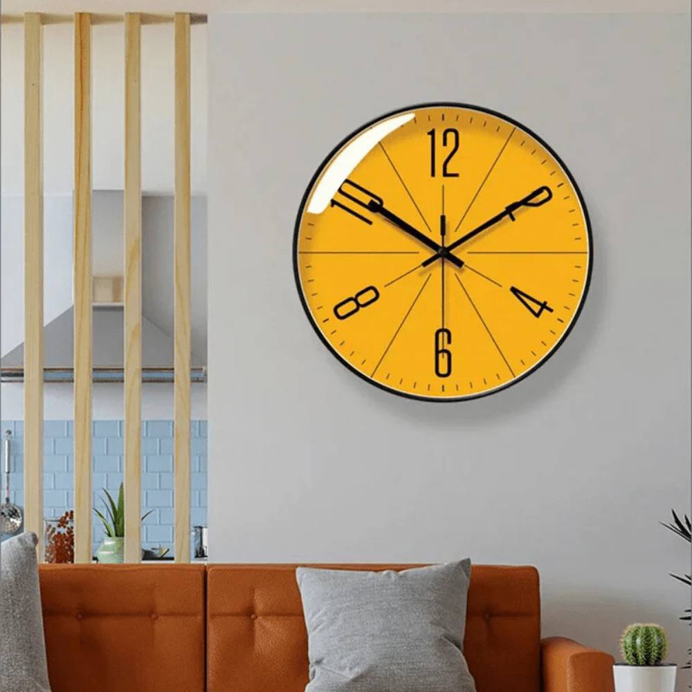 Dryveta Minimalist Silent Quartz Wall Clock Glass Front 11.8in Black