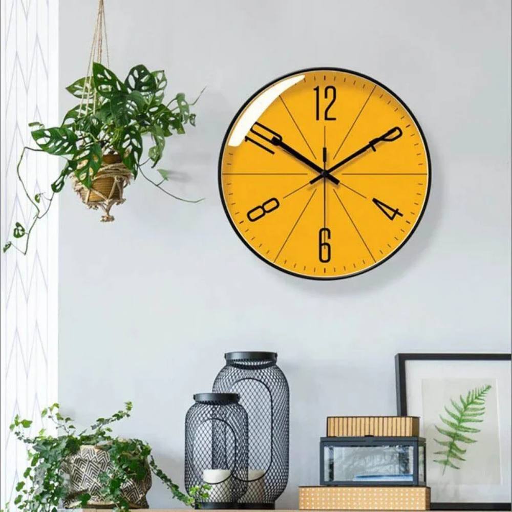 Dryveta Minimalist Silent Quartz Wall Clock Glass Front 11.8in Black